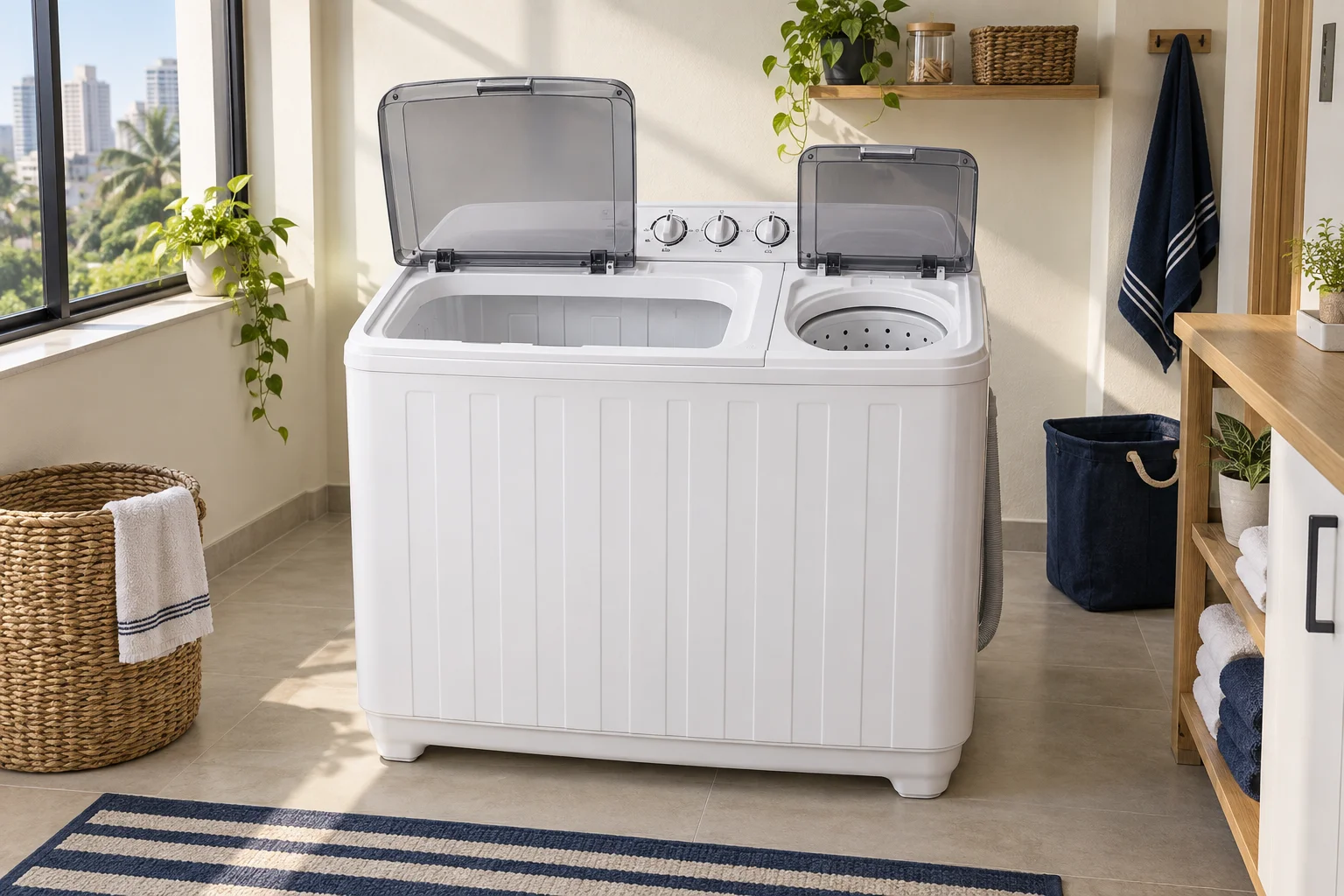 Twin-tub semi-automatic washing machine